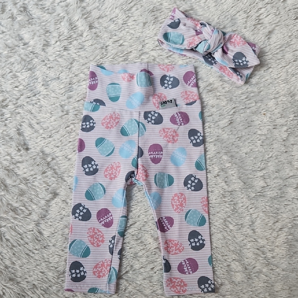 Colorful Easter Egg Leggings and Headband Set- Never Worn!